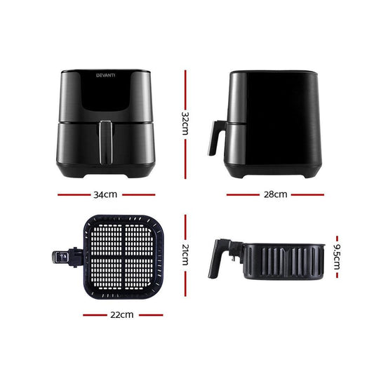 Devanti Air Fryer 7L LCD Fryers Black.