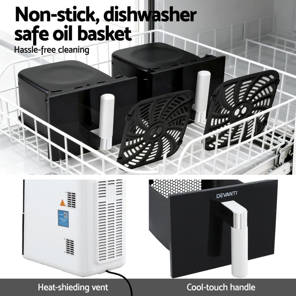 Devanti Air Fryer Oven 11L Dual Zone Fryers.