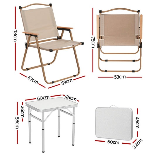 Weisshorn 3pc Camping Table Chair Set Outdoor Folding Aluminium Portable Picnic.