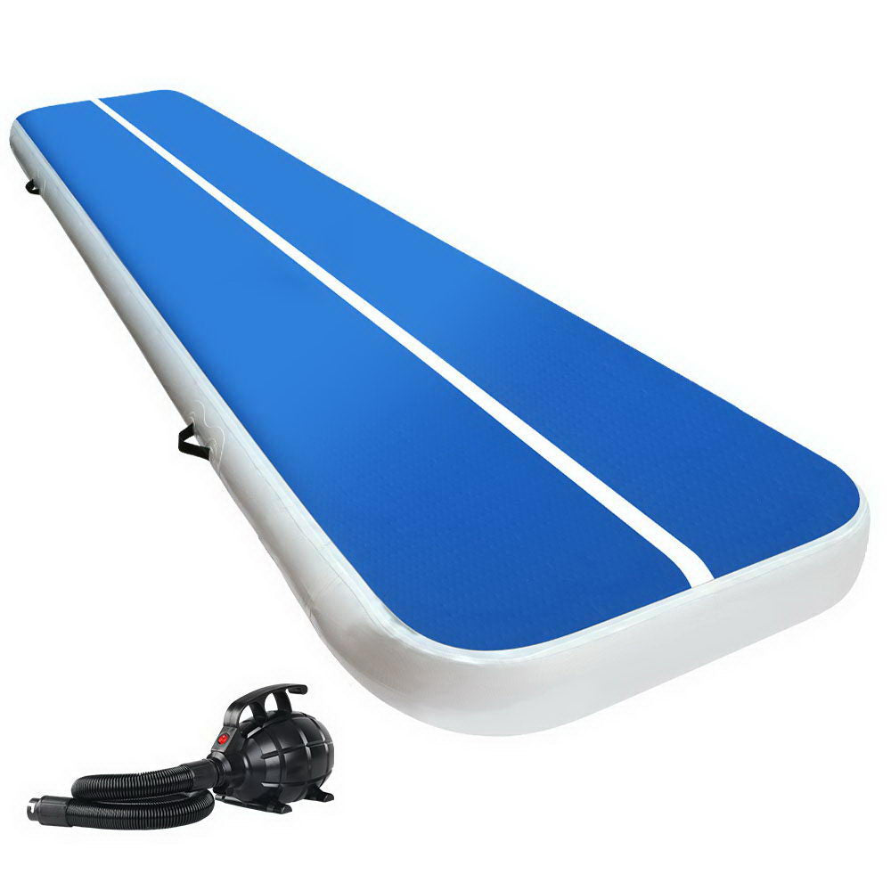 Everfit 4X1M Inflatable Air Track Mat 20CM Thick with Pump Tumbling Gymnastics Blue.