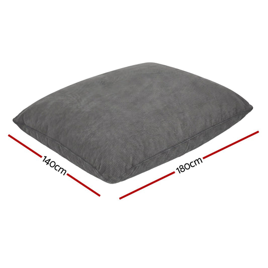 Artiss 3 in 1 Bean Bag Chair Cover (No Filler) Convertible Bean Bag for Adults, Corduroy Stuffed Animal Storage Bean Bag Cover Washable for Living Room Bedroom, Grey