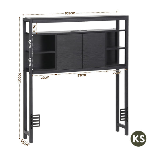 Artiss Bed Headboard King Single Storage Bedhead Charging Station Black