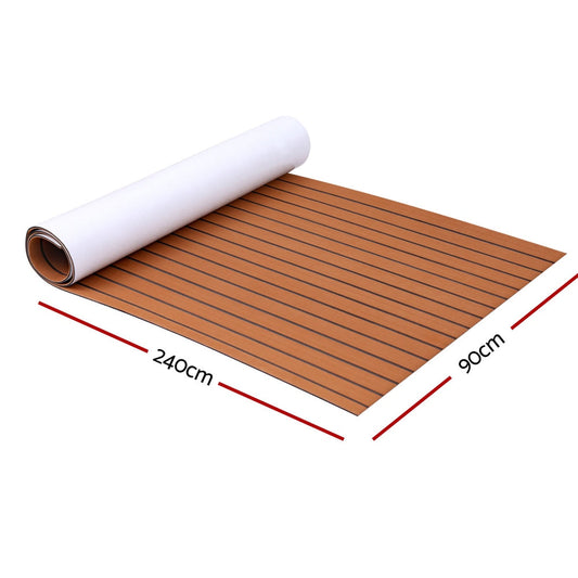 Seamanship EVA Foam Boat Flooring Mat Decking Sheet 240x90x0.6cm Dark Brown.