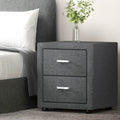 Artiss Bedside Table 2 Drawers Fabric - CADEN Grey.