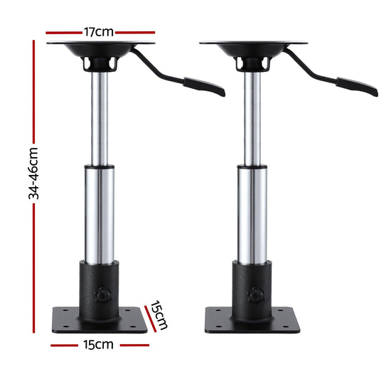 Seamanship Boat Seat Pedestal 34â46cm Adjustable Gas Lift 360 Degrees Swivel 2 Pack.
