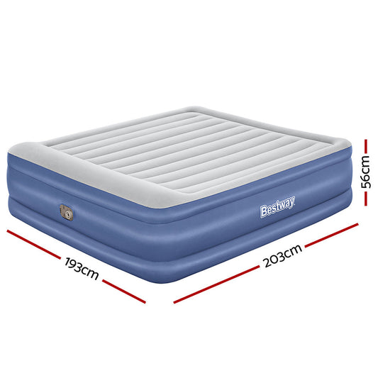 Bestway Air Mattress King Inflatable Bed 56cm Airbed Blue.