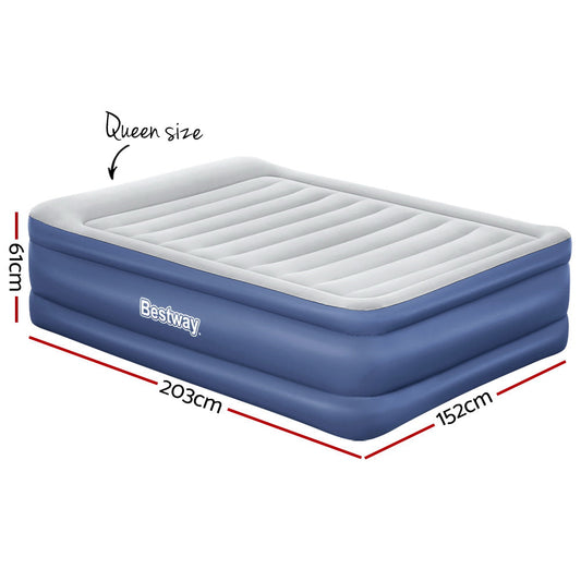 Bestway Air Mattress Queen Inflatable Bed 61cm Airbed Blue.