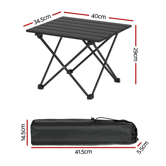 Weisshorn Folding Camping Table 40CM Roll Up Outdoor Picnic BBQ Aluminium Desk.
