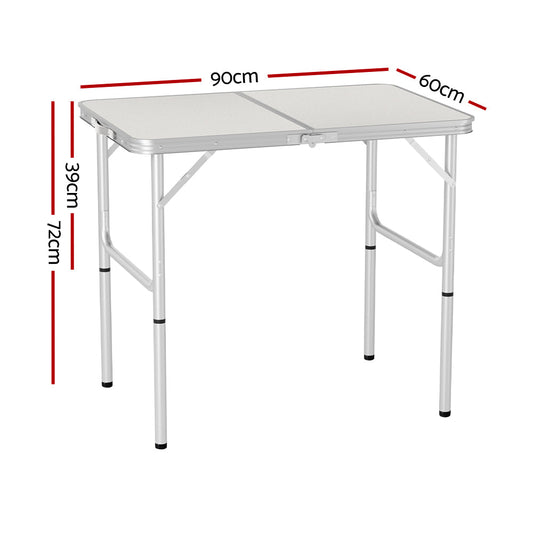 Weisshorn Folding Camping Table 90CM Adjustable Portable Outdoor Picnic Desk.