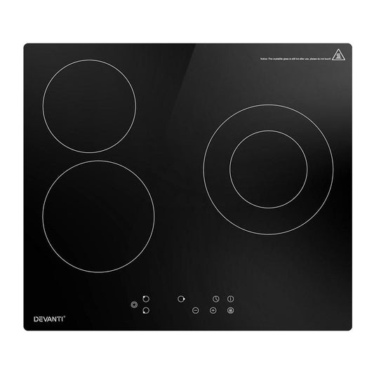 Devanti Electric Ceramic Cooktop 60cm Kitchen Cooker 4 Burner Hob Touch Control 5200W.
