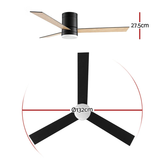 Devanti 52'' Ceiling Fan 3 Blades Double-sided DC Motor w/Light w/Remote Light Wood and bLack.