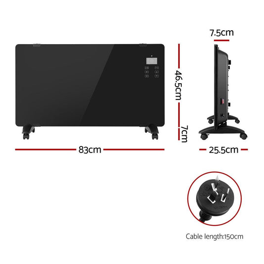Devanti Electric Convection Heater Black 2000W.