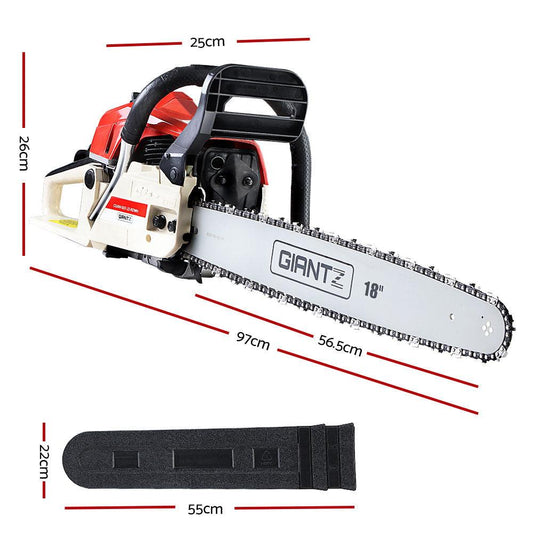 Giantz Chainsaw Petrol 45CC 18" Bar Commercial E-Start Pruning Chain Saw.
