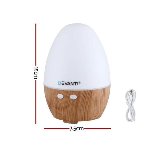 Devanti Ultrasonic Aroma Diffuser Aromatherapy 130ml LED Lights Iron Humidifier Forest.