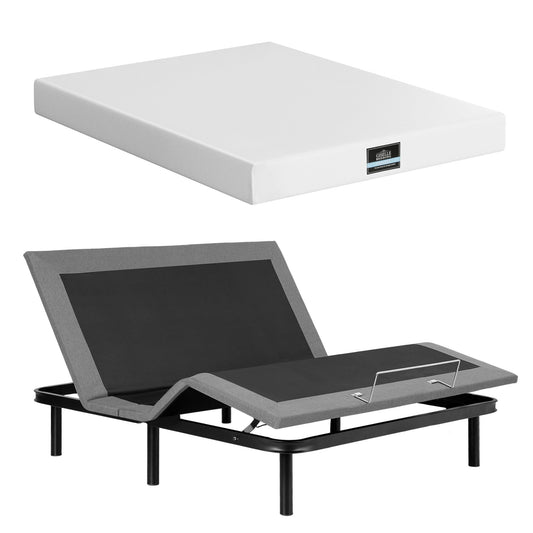 Artiss King size bed frame & Giselle Bedding King Mattress Combo, adjustable bed Base for Snoring Relief, Independent Head Foot Incline, Wireless Remote, Black,20cm Thickness