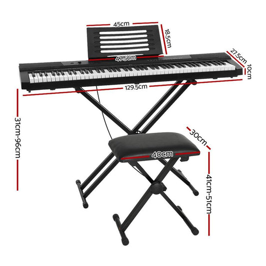 Alpha 88 Keys Electronic Piano Keyboard Digital Electric w/ Stand Stool Pedal.