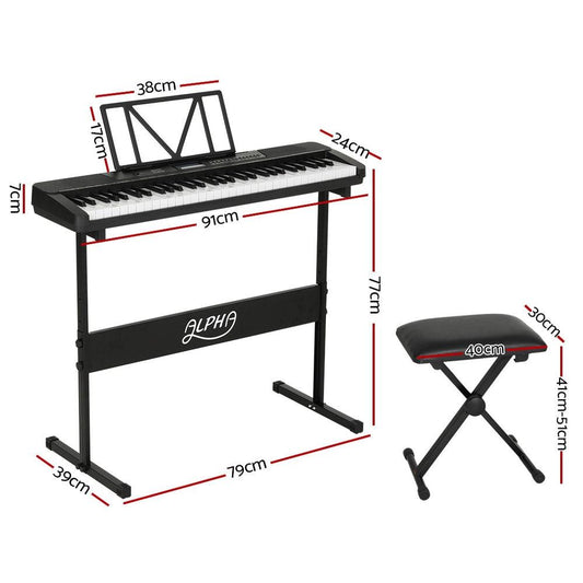 Alpha 61 Keys Electronic Piano Keyboard Digital Electric w/ Stand Stool Touch.