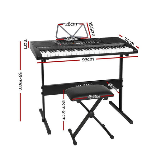 Alpha 61 Keys Electronic Piano Keyboard Digital Electric w/ Stand Stool Lighted.