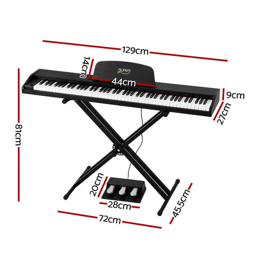 Alpha 88 Keys Digital Piano Keyboard Electronic w/ Stand.