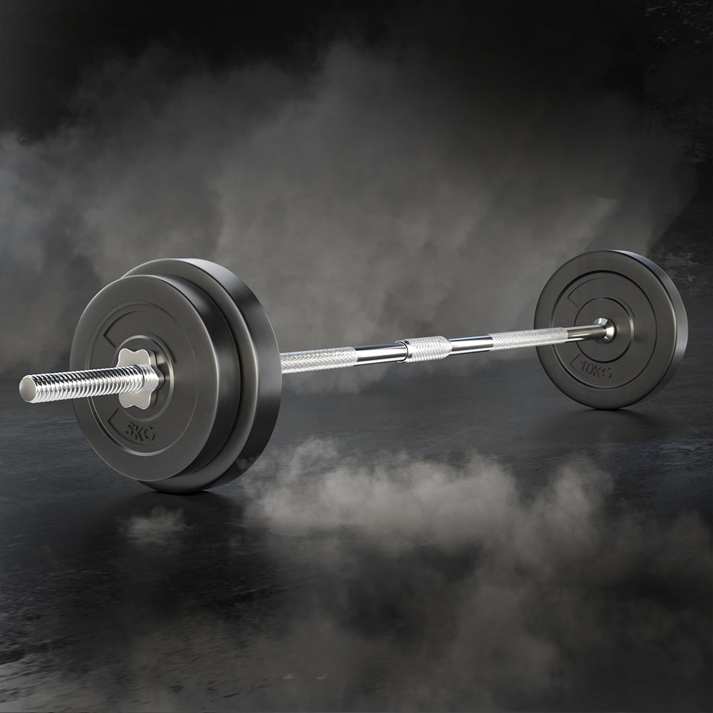 Everfit 38kg Barbell Set Weight Plates Bar Lifting Bench 168cm.