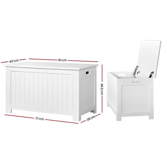 Keezi Kids Toy Box Chest Storage Blanket Children Clothes Room Organiser White.