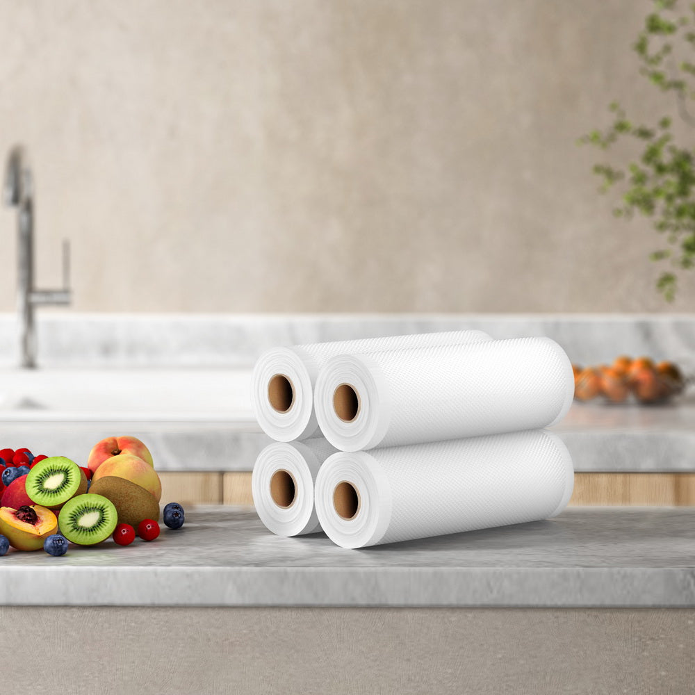 4 Rolls Food Vacuum Sealer Bags Storage Saver Heat Sealing Bag Pack 28CMX6M