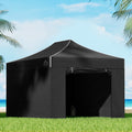 Instahut Gazebo Pop Up Marquee 3x4.5 Folding Tent Wedding Gazebos 500D Black.