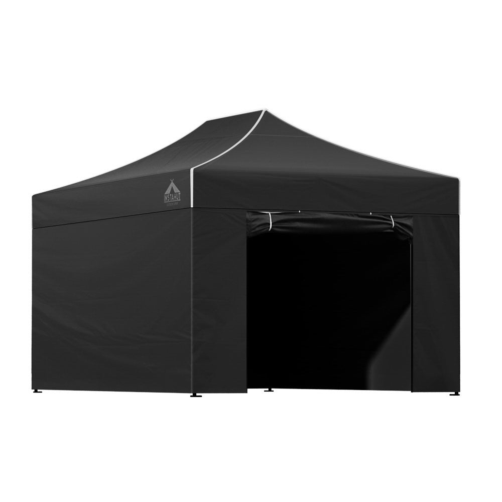 Instahut Gazebo Pop Up Marquee 3x4.5 Folding Tent Wedding Gazebos 500D Black.
