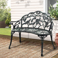 Gardeon Outdoor Garden Bench Seat 100cm Cast Aluminium Patio Chair Vintage Green.