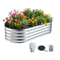 Green Fingers Raised Garden Bed Galvanised Oval Metal Planter Box Large Outdoor 120x60x30cm Silver