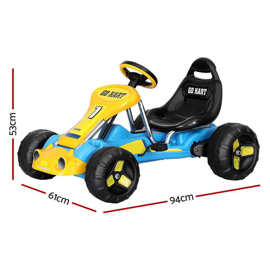 Rigo Kids Pedal Go Kart Ride On Toys Racing Car Plastic Tyre Blue.