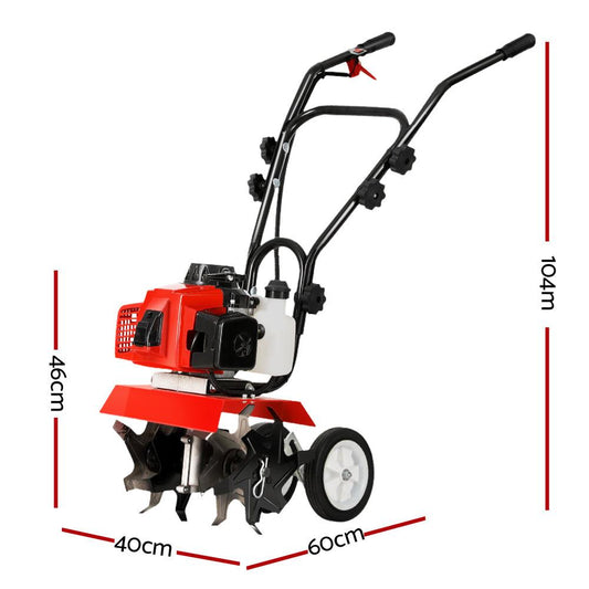 Giantz 63CC Tiller Garden Cultivator Rototiller 4 Blades Soil Plower Rotary Hoe.