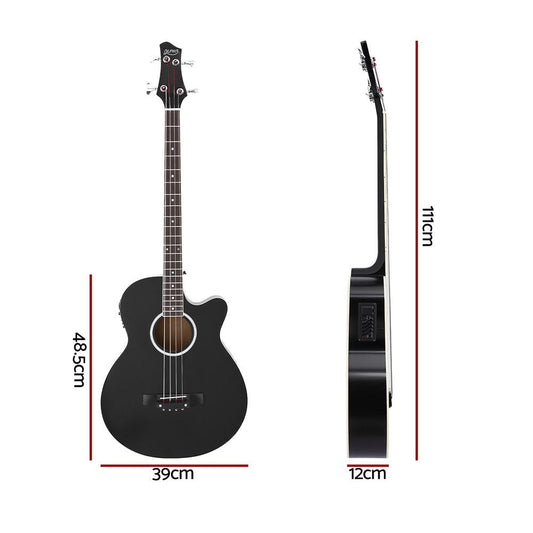 Alpha 43" Acoustic Bass Guitar Black 4-Band EQ.