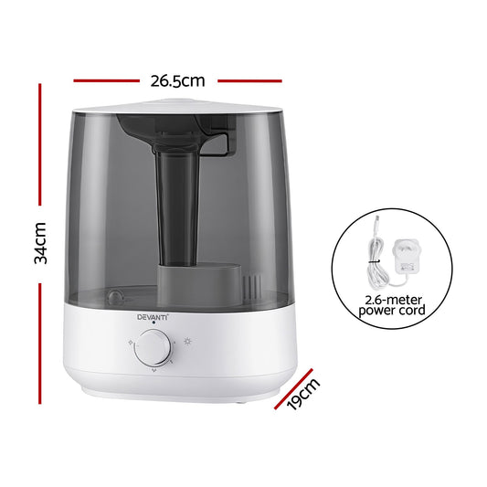 Devanti Ultrasonic Humidifier Aroma Diffuser Top Fill Quiet Bedroom 6L
