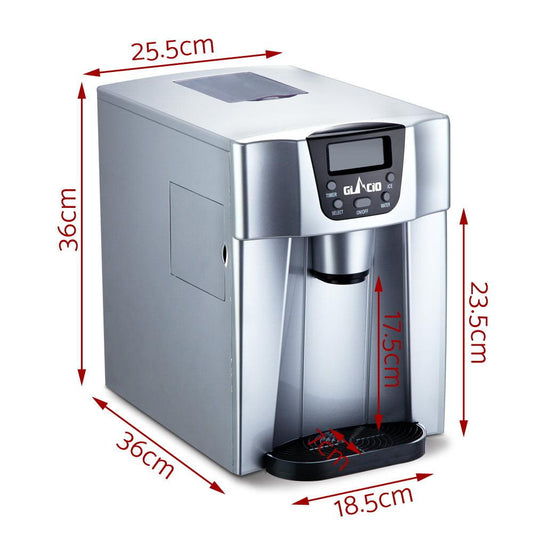 Devanti 2L Portable Ice Cuber Maker & Water Dispenser - Silver.