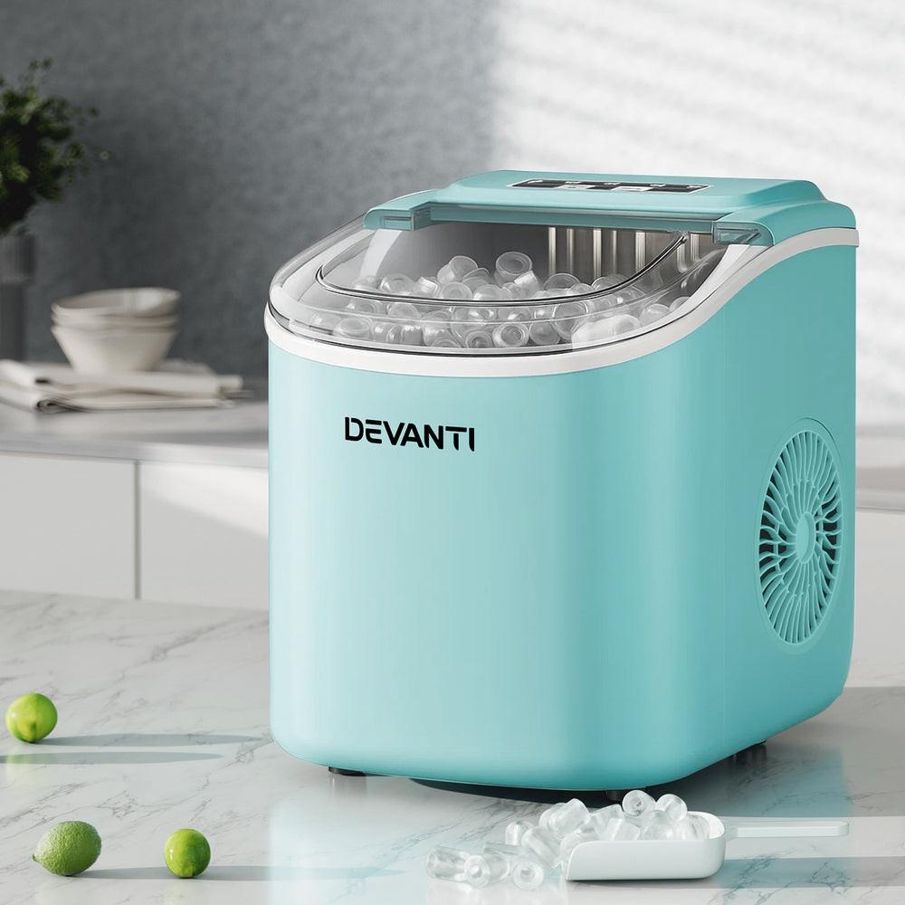 Devanti 12kg Ice Maker Machine w/Self Cleaning Green.