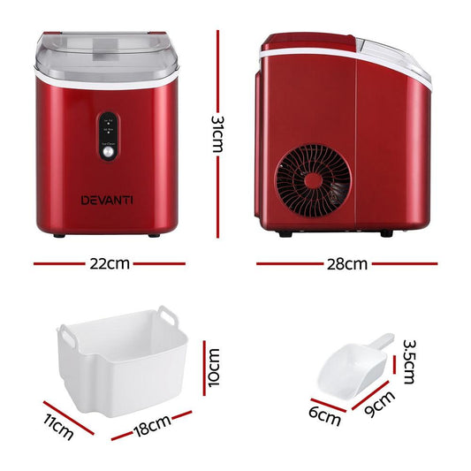 Devanti Ice Maker Machine 15kg Nugget Chewable Ice Cube.