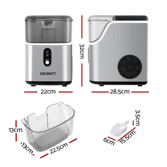 Devanti Ice Maker Machine 15kg Nugget Ice Cube.
