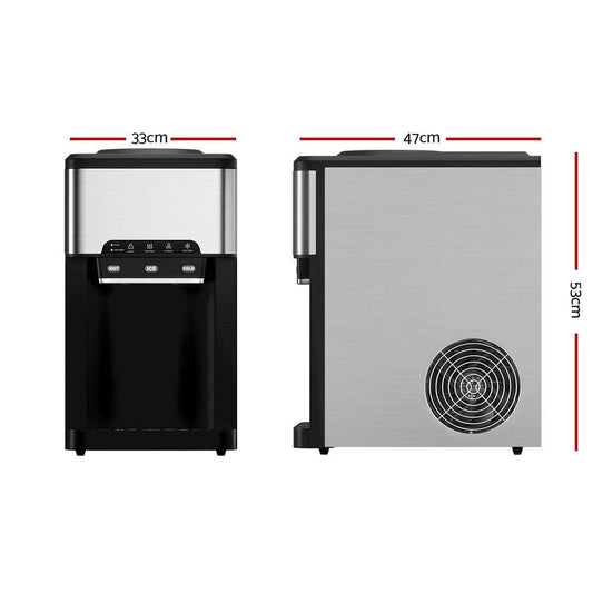 Devanti 20kg 3 in 1 Ice Maker Machine Cold and Hot Water Dispenser 3L Silver.