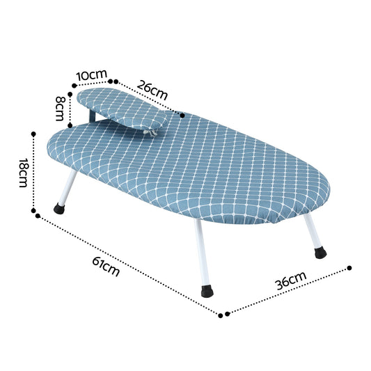 Artiss Tabletop Ironing Board with Small Ironing Boards with Folding Legs Blue.