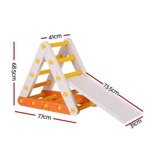 Keezi Kids Climbing Frame Set With Slide Indoor Outdoor Toddler Toys Pikler Triangle Climber.