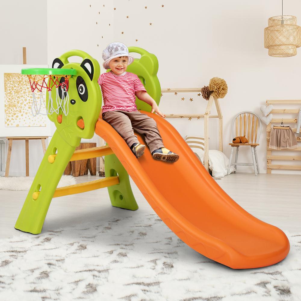 Keezi Kids Slide Set Basketball Hoop Indoor Outdoor Playground Toys 100cm Orange.