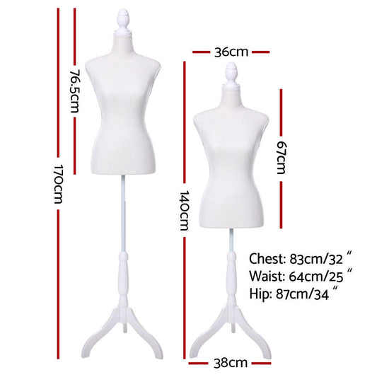 Female Mannequin 170cm Model Dressmaker Clothes Display Torso Tailor Wedding White.
