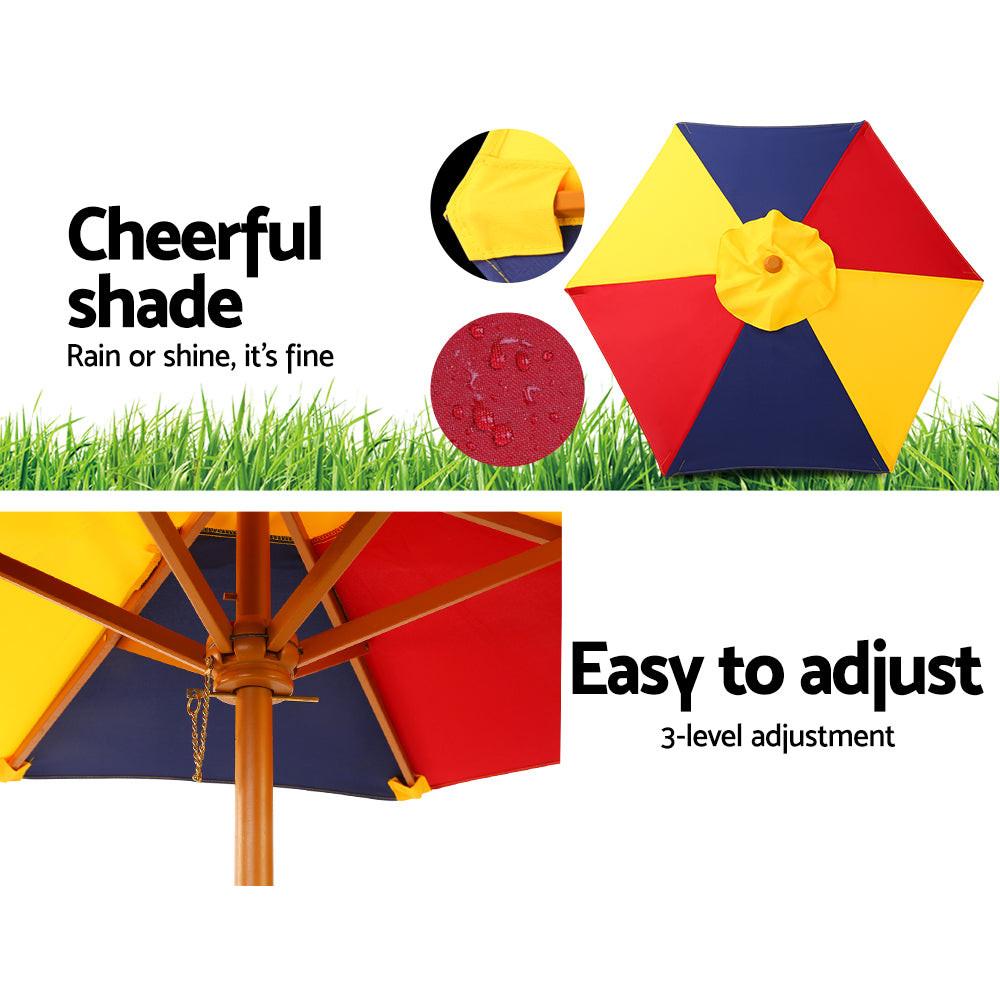 Keezi Kids Wooden Picnic Table Set with Umbrella.