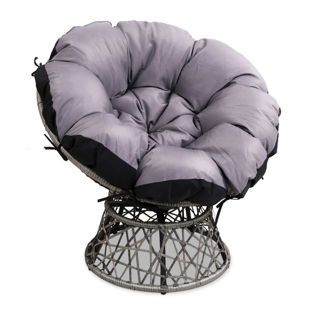 Gardeon Outdoor Chairs Outdoor Furniture Papasan Chair Wicker Patio Garden Grey.