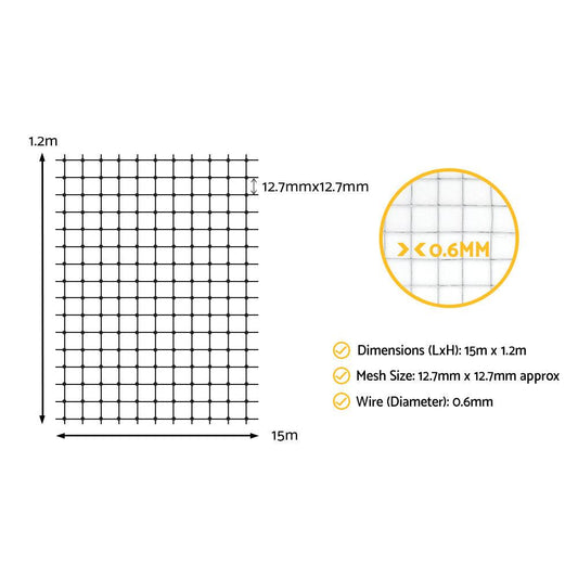 i.Pet Poultry Chicken Fence Pet Netting Wire Mesh Roll Duck Goose Coop 15Mx120CM.