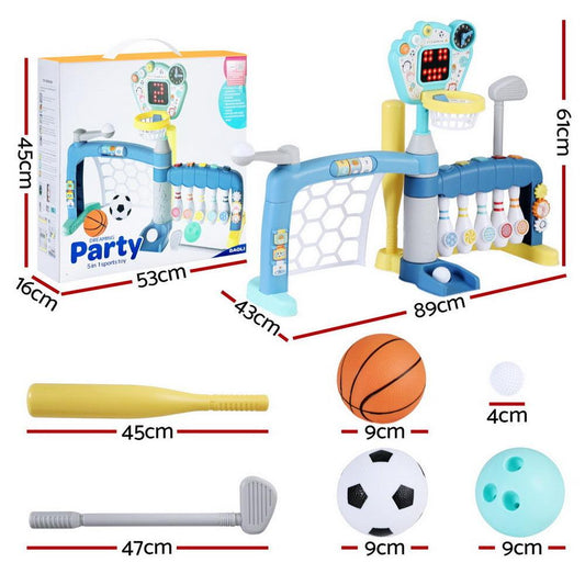 Keezi Kids Basketball Hoop Stand Bowling Baseball Golf Game Sports Toys Set Blue.