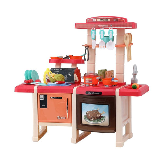 Keezi Kids Kitchen Pretend Play Set Cooking Sound Steam Light Function.