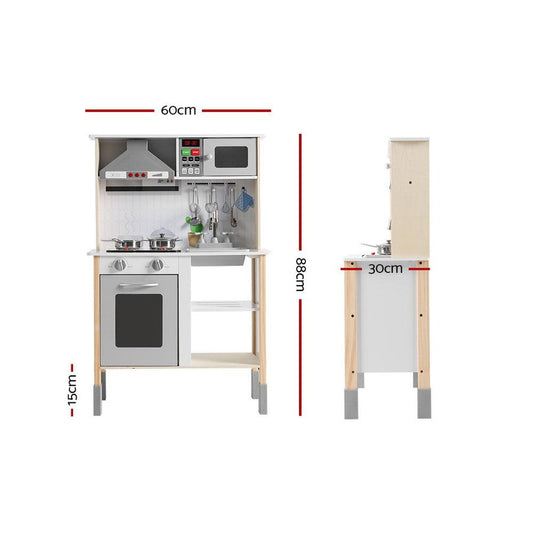 Keezi Kids Kitchen Play Set Wooden Pretend Toys Cooking Children Cookware Sink.