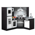 Keezi Kids Kitchen Play Set Wooden Pretend Cooking Playset w/Sounds Lights Black